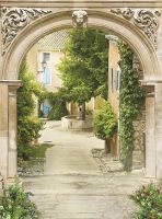 Фреска Ortograf Городской пейзаж 3649 Фактура бархат FX Флизелин (2*2,7) Бежевый/Зеленый, Город/Пейзаж арт-3649 (бархат FX) — фото 2, Фрески