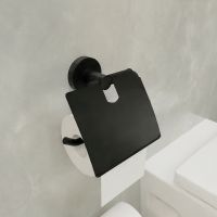 Держатель туалетной бумаги Fixsen Comfort Black с крышкой Черный матовый арт-FX-86010 — фото 3, Держатели туалетной бумаги