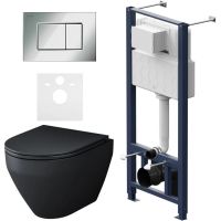 Комплект унитаза с инсталляцией AM.PM Spirit V2.0 FlashClean с сиденьем Микролифт и клавишей смыва Хром глянцевый арт-IS70251.701700MB — фото 1, Комплекты унитаз + инсталляция