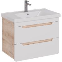 Тумба под раковину Lemark Olivia 80 подвесная Белый глянец Дуб Кантри арт-LM08OL80T — фото 1, Тумбы под раковину