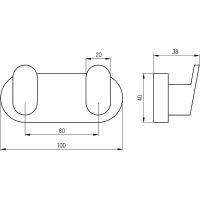 Двойной крючок Rav Slezak Yukon Черный матовый арт-YUA0106CMAT — фото 2, Крючки для полотенец