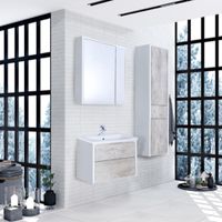 Зеркальный шкаф Roca Ronda 80 с подсветкой Бетон Белый матовый арт-ZRU9303009 — фото 4, Зеркальные шкафы в ванную