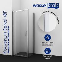 Душевой уголок WasserKRAFT Berkel 130x100 профиль Хром стекло прозрачное арт-48P34 — фото 4, Прямоугольные душевые уголки
