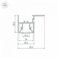 Профиль алюминиевый Arlight встраиваемый для натяжных потолков Серебристый арт-023864 — фото 3, Профили для светодиодных лент