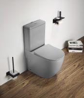 Унитаз компакт CeramaLux Светло-серый матовый с бачком и сиденьем Микролифт арт-2166XMH — фото 2, Напольные унитазы