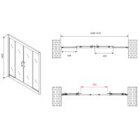 Шторка на ванну Abber Schwarzer Diamant 150х140 профиль Хром стекло матовое арт-AG57150M — фото 5, Шторки для ванной раздвижные