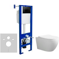 Комплект унитаза Ceruttispa Orlter Aria Tornado CT9955 с инсталляцией Berges Atom 410 040332 с сиденьем Микролифт и Черной матовой клавишей смыва арт-9955+040332 — фото 1, Комплекты унитаз + инсталляция