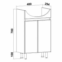 Тумба под раковину Runo Лада 50 Дуб серый Графит арт-00-00001164 — фото 5, Тумбы под раковину