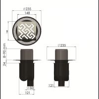 Душевой трап Berges Platz Antik 150x150 с решеткой Хром матовый арт-090061 — фото 6, Трапы для душа