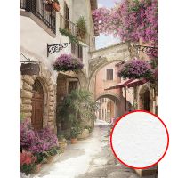 Фреска Ortograf Городской пейзаж 33537 Фактура бархат FX Флизелин (2,1*2,7) Бежевый/Розовый, Город/Цветы арт-33537 (бархат FX) — фото 1, Фрески