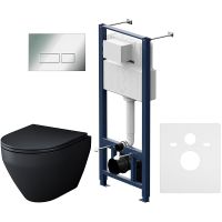 Комплект унитаза с инсталляцией AM.PM Spirit V2.0 FlashClean с сиденьем Микролифт и клавишей смыва Хром глянцевый арт-IS47051.701700MB — фото 1, Комплекты унитаз + инсталляция