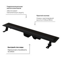 Товар: Душевой лоток Drain Leo-31-80 прямой 800 черный Ø 50 мм на ножках, сифон арт-60213180-04 - фото 7 Душевой лоток Drain Leo-31-80 прямой 800 черный Ø 50 мм на ножках, сифон арт-60213180-04 — фото 7, Душевые лотки