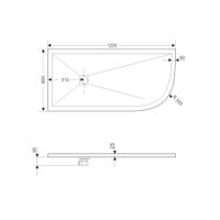 Душевой поддон IN AL-80120 графит Асимметрия 80*120(Левый) арт-IN821451-02L — фото 2, Душевые поддоны из искусственного камня