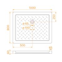 Душевой поддон  80*100*6 RGW CR-108 /Прямоуг Ø 60 мм Керамический арт-19170380-01 — фото 7, Керамические душевые поддоны