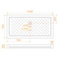 Душевой поддон  70*140*10 RGW CR-147 /Прямоугол Ø 60 мм Керамический (Центральный слив) арт-19170374-01 — фото 6, Керамические душевые поддоны