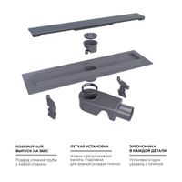 Душевой трап RGW SDR-31B-60 прямой 600 черный Ø 50 мм на ножках, с решеткой арт-47213160-04 — фото 3, Трапы для душа