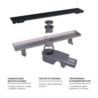 Душевой трап RGW SDR-20B-60 прямой 600 черный Ø 50 мм с решеткой арт-47212060-04 — фото 5, Трапы для душа