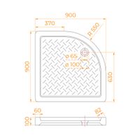 Душевой поддон полукруглый RGW CR/R 90x90, белый, керамический, арт-19170499-01 — фото 12, Керамические душевые поддоны