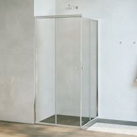 Душевой уголок  80*80*185 TN-205-J Квадрат/Хром/fabric/4 мм арт-28912588-101 — фото 1, Квадратные душевые уголки