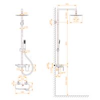 Душевая стойка RGW SP-33-G Золото Головной душ/Смеситель (Ручной душ.Шланг 1,5 м.) арт-51140133-06 — фото 8, Душевые стойки