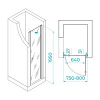 Душевая дверь  80*195 RGW Dolphin TN-03-B Чёрный/Прозрачное/6 мм (Easy) арт-54930308-14 — фото 10, Распашные душевые двери