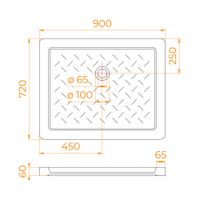 Душевой поддон  72*90*6 RGW CR-097 /Прямоуг Ø 60 мм Керамический арт-19170379-01 — фото 7, Керамические душевые поддоны