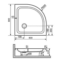 Душевой поддон  80*80*3.5 IN STYLE /Полукруг Ø90  (FW5-8) арт-IN884081-11 — фото 3, Акриловые душевые поддоны