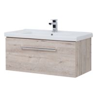 Тумба BIG INN, 80 см, подвесная, 1 ящик + выдвижной внутренний ящик, дуб кантри арт-77.0204D — фото 1, Тумбы под раковину