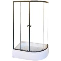 Душевой уголок Parly 120x80 L ZEM1201ВL профиль Черный стекло прозрачное арт-9216 — фото 1, Асимметричные душевые уголки