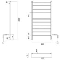 Электрический полотенцесушитель Domoterm Куба DMT Куба П10 500x1000 EK R Черный матовый арт-DMTКубаП10500x1000ЧРНEKR — фото 3, Электрические полотенцесушители