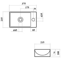 Раковина Bond 38 R Белая глянцевая арт-S12-380R — фото 2, Мини-раковины
