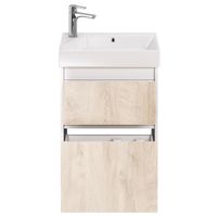 Тумба SLIM, 55 см, подвесная/напольная, 2 ящика, белый глянец / дуб кантри арт-99.0500 — фото 9, Тумбы под раковину