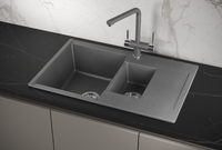 Granula-ES-, кухонная мойка, кварц, ESTETICA арт-7808, ГРАФИТ — фото 1, Кухонные мойки