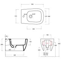 Биде Alice Wunder подвесное Белое глянцевое арт-45010101 — фото 2, Биде подвесные