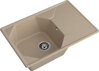 GRANFEST Мойка UNIQUE 740L 1-чаша+крыло 740*500мм песочный арт.GF- арт-U-740L песочный — фото 1, Кухонные мойки