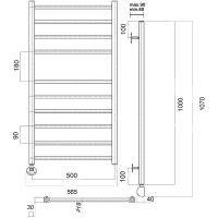 Электрический полотенцесушитель Domoterm Куба П10 500x1000 EL Хром арт-КубаП10500x1000EL — фото 2, Электрические полотенцесушители