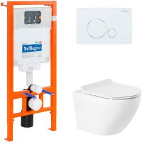 Комплект унитаза с инсталляцией BelBagno Sfera-R с сидень арт-BB046CHR/BB2111SC/BB002-80/BB014-SR-BIANCO — фото 1, Комплекты унитаз + инсталляция