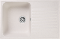 GRANFEST Мойка QUARZ 78 1-чаша+крыло 740*480мм белый арт.GF-Z- арт-78 белый — фото 1, Кухонные мойки