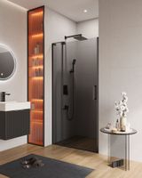 Душевая дверь в нишу CEZARES арт-SLIDER-B-1-90/100-GRIGIO-NERO — фото 1, Распашные душевые двери