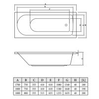Акриловая ванна C-Bath Geba 180x80 без гидромассажа арт-CBQ009003 — фото 5, Акриловые ванны