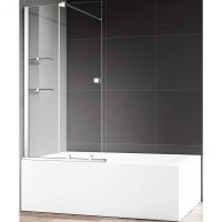 Шторка на ванну AQUAme 120 профиль Хром стекло прозрачное арт-AQM6601-2 — фото 1, Шторки для ванной раздвижные