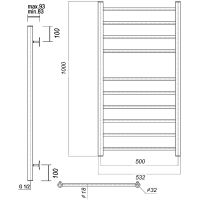 Водяной полотенцесушитель Domoterm Медея П10 500x1000 Хром арт-МедеяП10500x1000 — фото 2, Водяные полотенцесушители