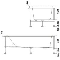 Акриловая ванна Bas Аякс 150x75 без гидромассажа арт-В 00128 — фото 4, Акриловые ванны