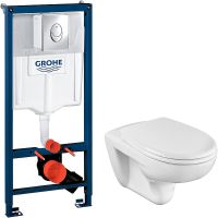 Комплект унитаза Roca Mateo 346200000+ZRU9302822 с инсталляцией Grohe Rapid SL 38721001 с сиденьем М арт-346200000+ZRU9302822+38721001 — фото 1, Комплекты унитаз + инсталляция