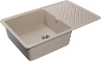 GRANFEST Мойка QUARZ 52 1-чаша+крыло 760*480мм песочный арт.GF-ZL- арт-52 песочный — фото 2, Кухонные мойки