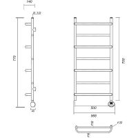 Электрический полотенцесушитель Domoterm Орфей П7 500x700 ER Золото арт-ОрфейП7500x700ERзолото — фото 2, Электрические полотенцесушители