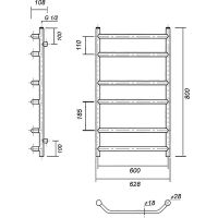 Водяной полотенцесушитель Domoterm Лаура П6 600x800 Золото арт-ЛаураП6600x800золото — фото 2, Водяные полотенцесушители