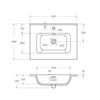 Керамическая раковина CEZARES арт-CZR-8095-60 — фото 6, Раковины встраиваемые сверху