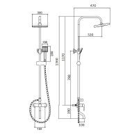 Душевая система Boch Mann ECO Quadro / хром / латунь / со смесителем / настенный монтаж арт-BM7226 — фото 2, Душевые стойки