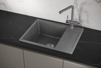 Granula-ES-, кухонная мойка, кварц, ESTETICA арт-6202, ГРАФИТ — фото 1, Кухонные мойки